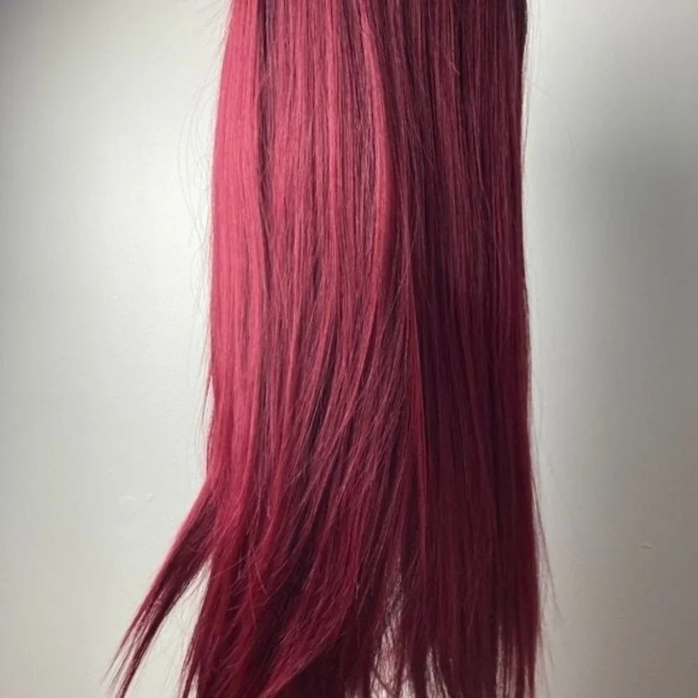 Straight Long Black Red Lace Front Wig